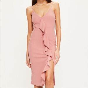 Missguided Blush Ruffle Midi Dress